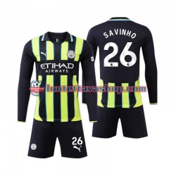 Manchester City Savinho 26 Children Away Football Shirts 2024-2025 Long Sleeves