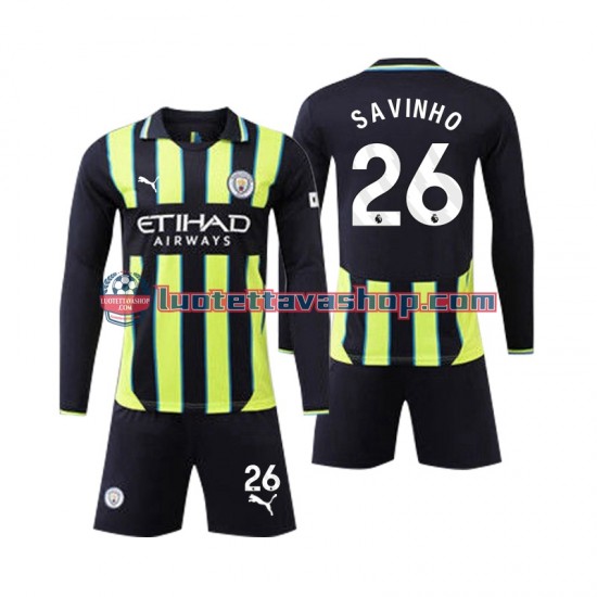 Manchester City Savinho 26 Children Away Football Shirts 2024-2025 Long Sleeves