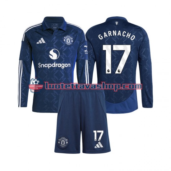 Manchester United Alejandro Garnacho 17 Children Away Football Shirts 2024-2025 Long Sleeves