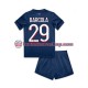 Paris Saint Germain Bradley Barcola 29 Children Home Football Shirts 2024-2025 Short Sleeves