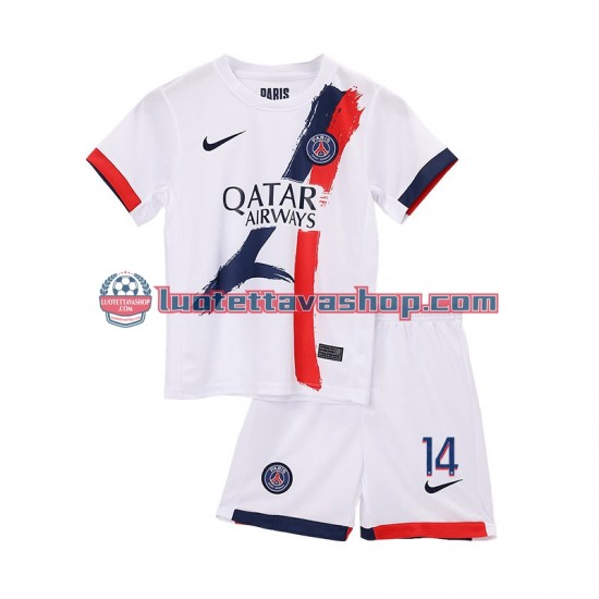 Paris Saint Germain Desire Doue 14 Children Away Football Shirts 2024-2025 Short Sleeves