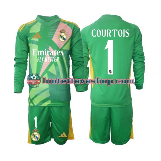 Real Madrid Goalkeeper Thibaut Courtois 1 Children Third Football Shirts 2024-2025 Long Sleeves