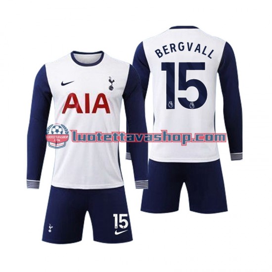 Tottenham Spurs Bergvall 15 Children Home Football Shirts 2024-2025 Long Sleeves