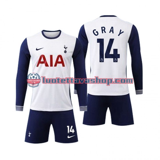 Tottenham Spurs Gray 14 Children Home Football Shirts 2024-2025 Long Sleeves