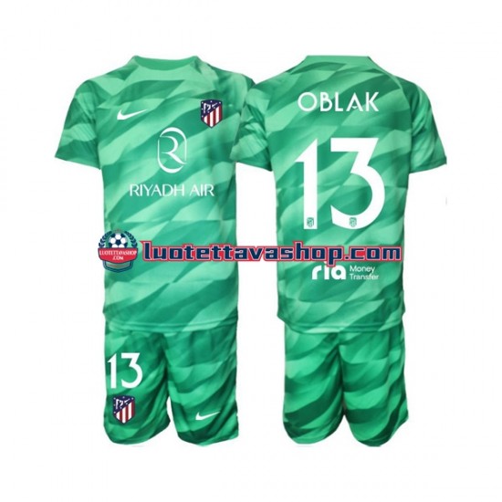 Lapset Atlético Madrid Maalivahdin Jan Oblak 13 2023-2024 Vihreä Lyhythihainen Fanipaita ,Vieras