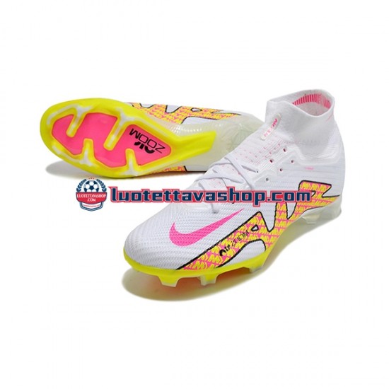 Nike Air Zoom Mercurial Superfly IX Elite FG Vaaleanpunainen Keltainen Valkoinen Jalkapallokengät