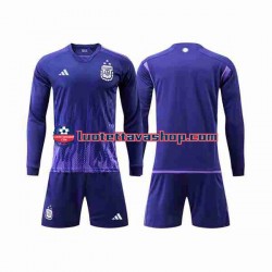 Lapset Argentiina 3 Stars World Cup 2022 Pitkähihainen Fanipaita ,Vieras