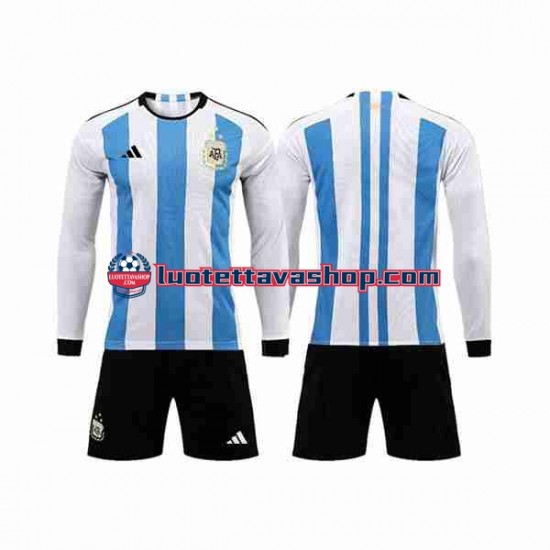 Lapset Argentiina 3 Stars World Cup 2022 Pitkähihainen Fanipaita ,Koti