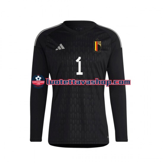 Miehet Belgia Maalivahdin Courtois 1 2022 Pitkähihainen Fanipaita ,Vieras