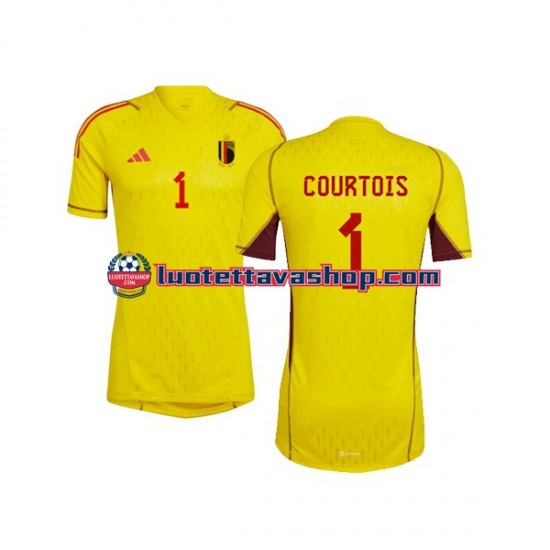 Miehet Belgia Maalivahdin Courtois 1 World Cup 2022 Lyhythihainen Fanipaita ,Vieras