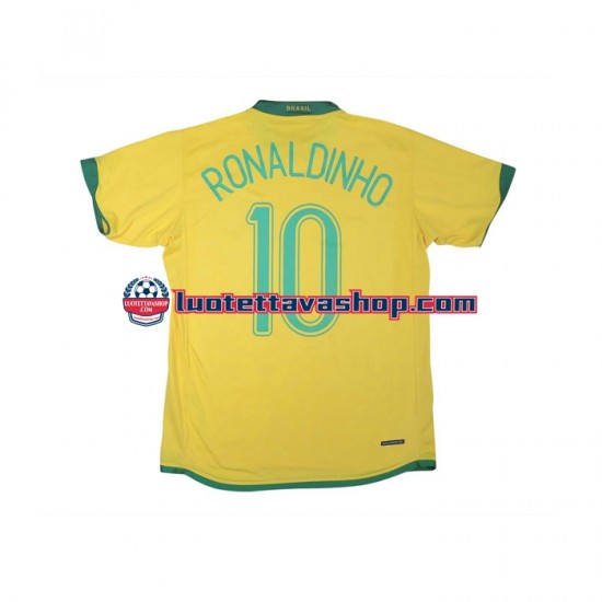 Miehet Brasilia RONALDINHO 10 Retro 2006 Lyhythihainen Fanipaita ,Koti