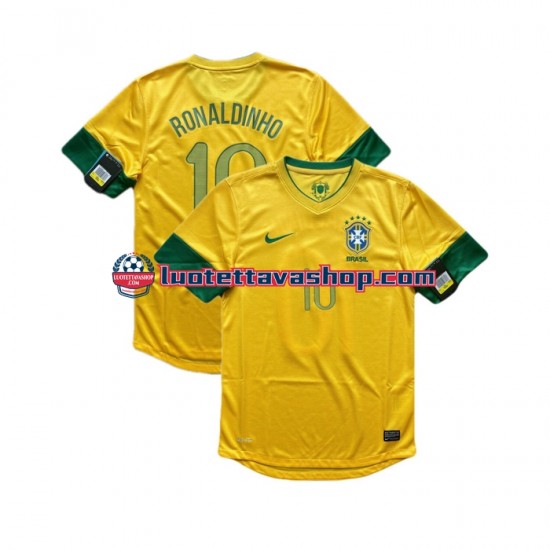 Miehet Brasilia RONALDINHO 10 Retro 2012 Lyhythihainen Fanipaita ,Koti