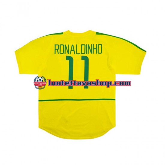 Miehet Brasilia RONALDINHO 11 Retro 2002 Lyhythihainen Fanipaita ,Koti