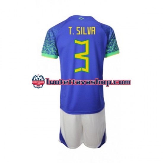 Lapset Brasilia Thiago Silva 3 World Cup 2022 Lyhythihainen Fanipaita ,Vieras