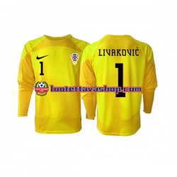 Miehet Kroatia Maalivahdin Dominik Livakovic 1 World Cup 2022 Pitkähihainen Fanipaita ,Koti