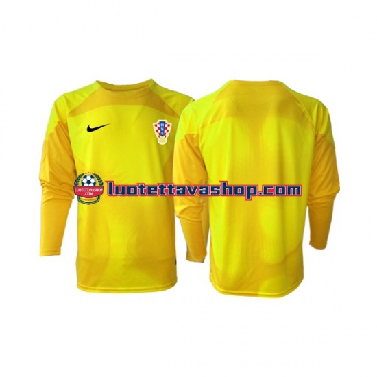 Miehet Kroatia Maalivahdin World Cup 2022 Pitkähihainen Fanipaita ,Koti