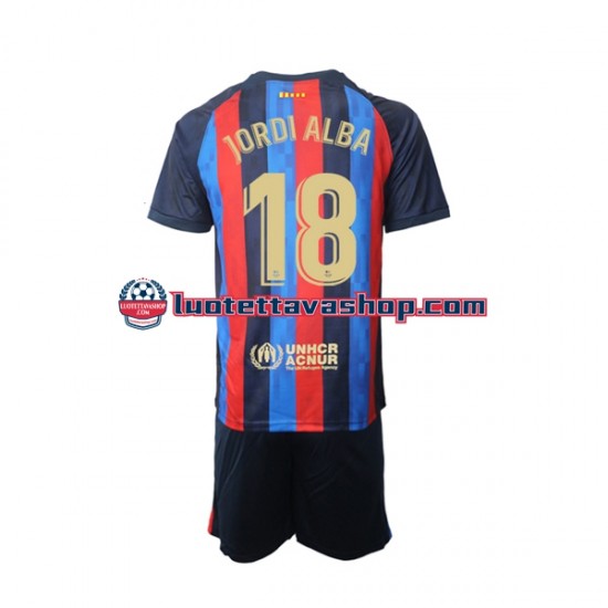 Lapset FC Barcelona Jordi Alba 18 2022-2023 Lyhythihainen Fanipaita ,Koti