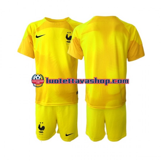 Lapset Ranska Maalivahdin World Cup 2022 Lyhythihainen Fanipaita ,Kolmas