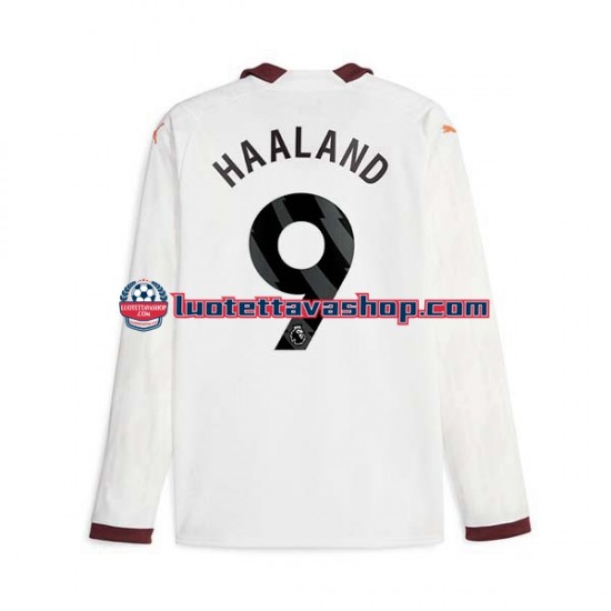 Miehet Manchester City Erling Haaland 9 2023-2024 Pitkähihainen Fanipaita ,Vieras