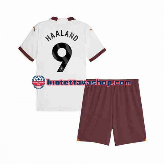 Lapset Manchester City Erling Haaland 9 2023-2024 Lyhythihainen Fanipaita ,Vieras