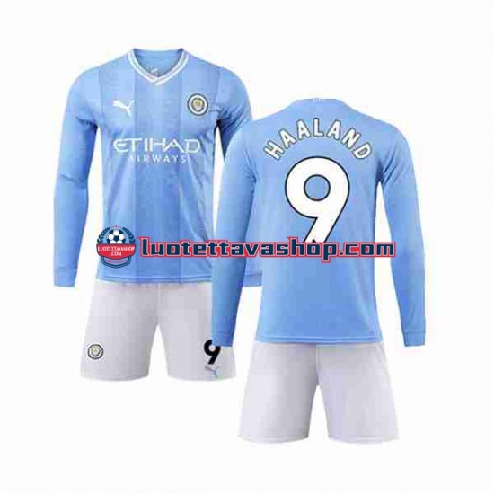 Lapset Manchester City Haaland 9 2023-2024 Pitkähihainen Fanipaita ,Koti