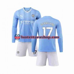 Lapset Manchester City Kevin De Bruyne 17 2023-2024 Pitkähihainen Fanipaita ,Koti