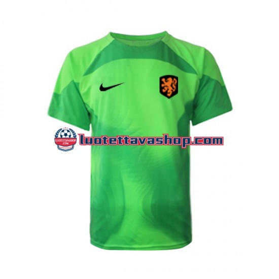 Miehet Alankomaat Maalivahdin World Cup 2022 Lyhythihainen Fanipaita ,Vieras