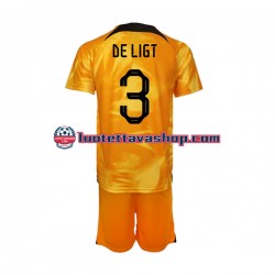 Lapset Alankomaat Matthijs de Ligt 3 World Cup 2022 Lyhythihainen Fanipaita ,Koti