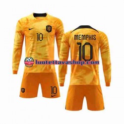 Lapset Alankomaat Memphis 10 World Cup 2022 Pitkähihainen Fanipaita ,Koti