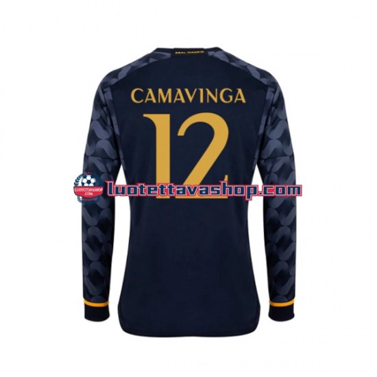 Miehet Real Madrid EDUARDO CAMAVINGA 12 2023-2024 Pitkähihainen Fanipaita ,Vieras