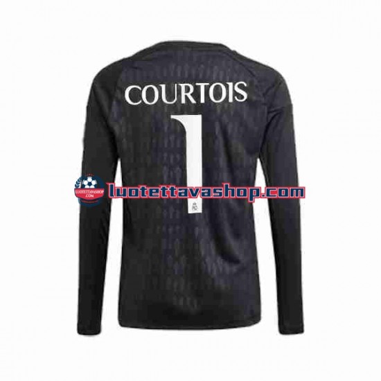 Miehet Real Madrid Maalivahdin Thibaut Courtois 1 2023-2024 Pitkähihainen Fanipaita ,Vieras