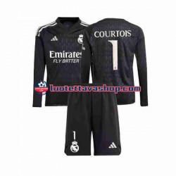 Lapset Real Madrid Maalivahdin Thibaut Courtois 1 2023-2024 Pitkähihainen Fanipaita ,Vieras