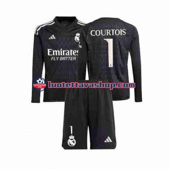 Lapset Real Madrid Maalivahdin Thibaut Courtois 1 2023-2024 Pitkähihainen Fanipaita ,Vieras