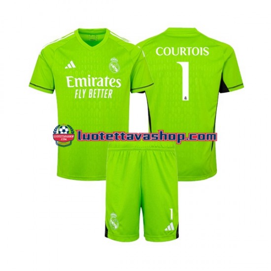 Lapset Real Madrid Maalivahdin Thibaut Courtois 1 2023-2024 Lyhythihainen Fanipaita ,Koti
