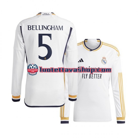 Miehet Real Madrid Jude Bellingham 5 2023-2024 Pitkähihainen Fanipaita ,Koti