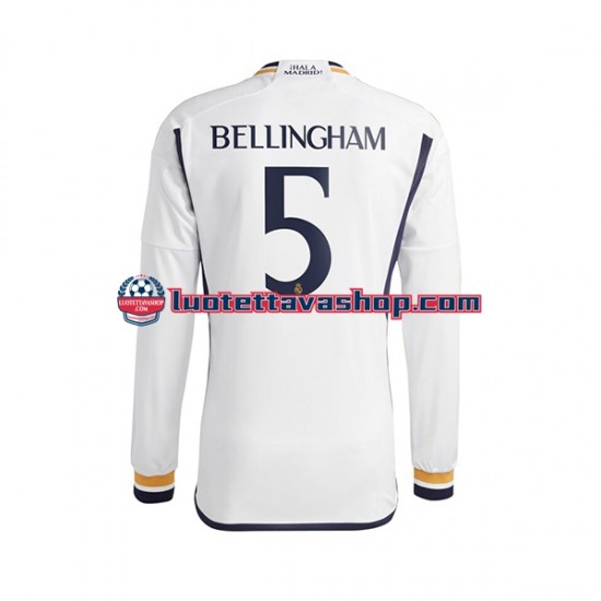 Miehet Real Madrid Jude Bellingham 5 2023-2024 Pitkähihainen Fanipaita ,Koti