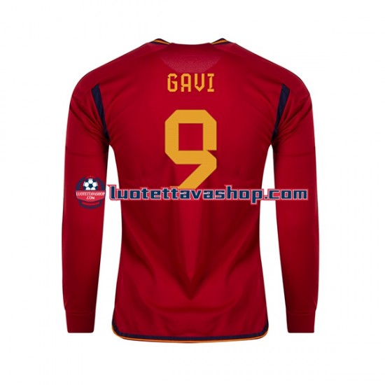 Miehet Espanja Gavi 9 World Cup 2022 Pitkähihainen Fanipaita ,Koti