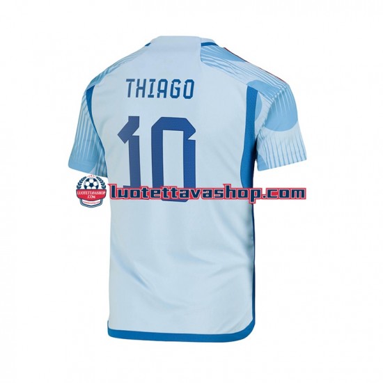 Miehet Espanja Thiago 10 World Cup 2022 Lyhythihainen Fanipaita ,Vieras