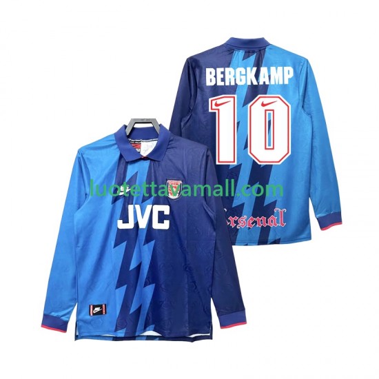 Miehet Arsenal Bergkamp 10 Retro 1995 1996 Pitkähihainen Fanipaita ,Vieras