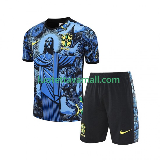 Lapset Brasilia JESUS Football Shirts 2024-2025 Sininen Lyhythihainen ,Koti