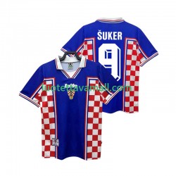 Miehet Kroatia SUKER 9 Retro 1998 Lyhythihainen Fanipaita ,Vieras