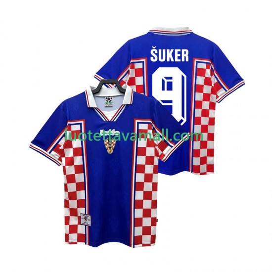Miehet Kroatia SUKER 9 Retro 1998 Lyhythihainen Fanipaita ,Vieras