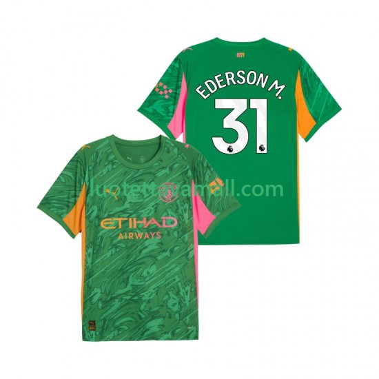 Miehet Manchester City Maalivahdin Ederson Moraes 31 2025-2026 Lyhythihainen Fanipaita ,Koti