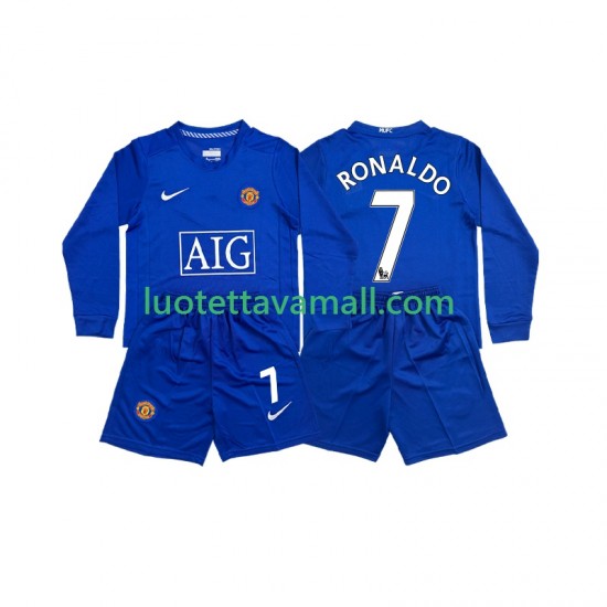 Lapset Manchester United Cristiano Ronaldo 7 Retro 2008 Pitkähihainen Fanipaita ,Vieras