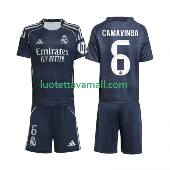 Lapset Real Madrid Camavinga 6 2025-2026 Lyhythihainen Fanipaita ,Vieras