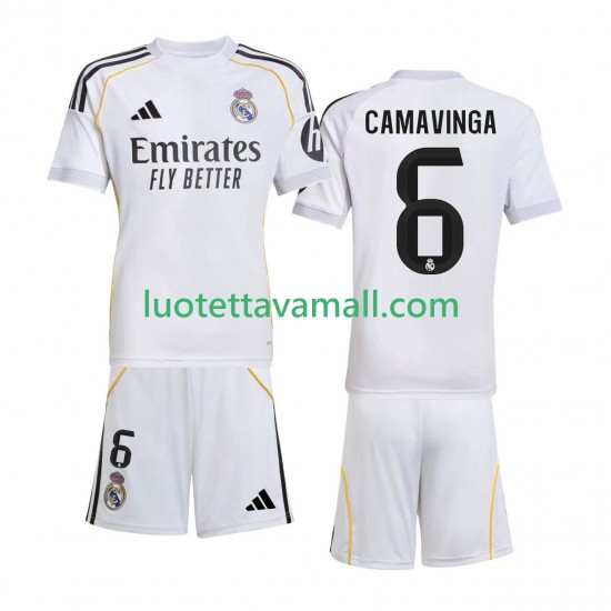 Lapset Real Madrid Camavinga 6 2025-2026 Lyhythihainen Fanipaita ,Koti