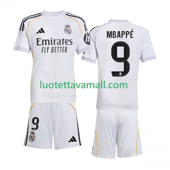 Lapset Real Madrid Kylian Mbappe 9 2025-2026 Lyhythihainen Fanipaita ,Koti