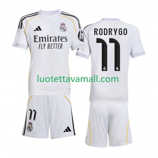 Lapset Real Madrid Rodrygo 11 2025-2026 Lyhythihainen Fanipaita ,Koti