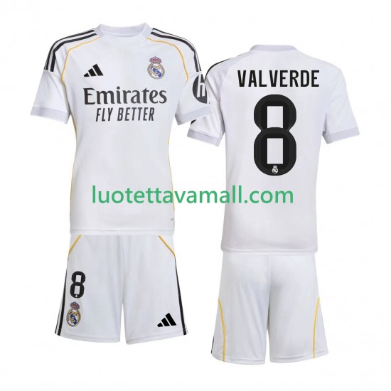 Lapset Real Madrid Valverde 8 2025-2026 Lyhythihainen Fanipaita ,Koti