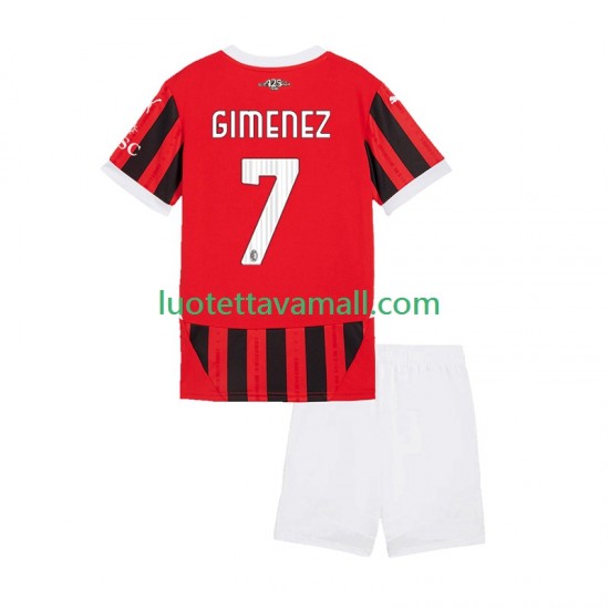 Lapset AC Milan Santiago Gimenez 7 2024-2025 Lyhythihainen Fanipaita ,Koti